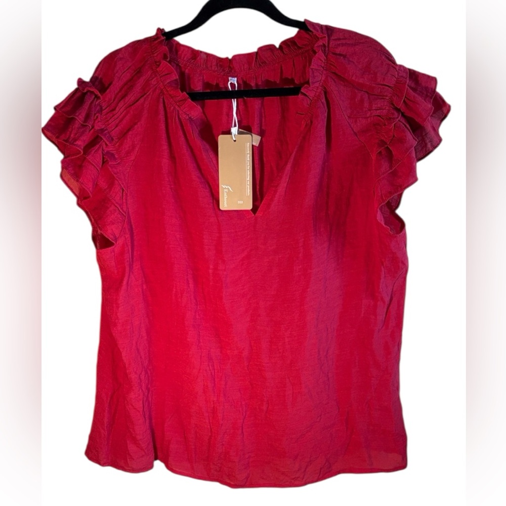 Ethoset Dark Pink Ruffled Women's Top